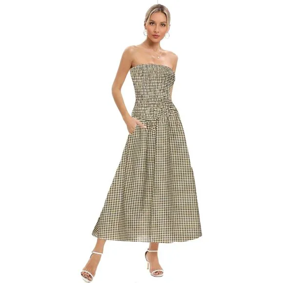 strapless boho maxi dress Boho Blues Strapless Maxi Dress